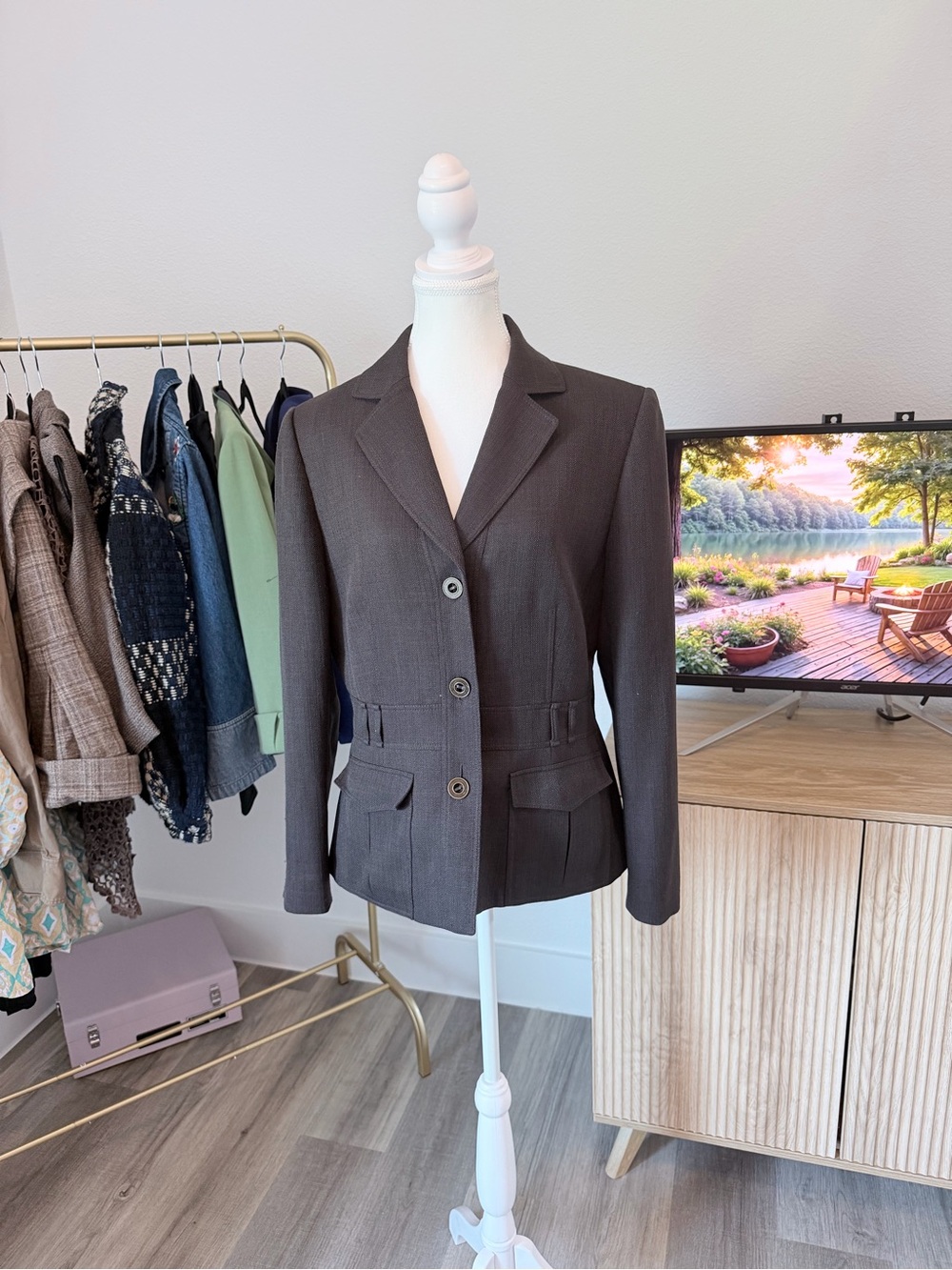 Womens Dark Brown Tailored Blazer